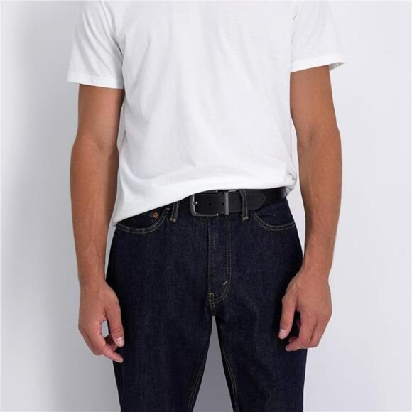 Mens Reversible Casual Leather Belt Rotating Buckle for Jeans or Khakis - Picture 4 of 7